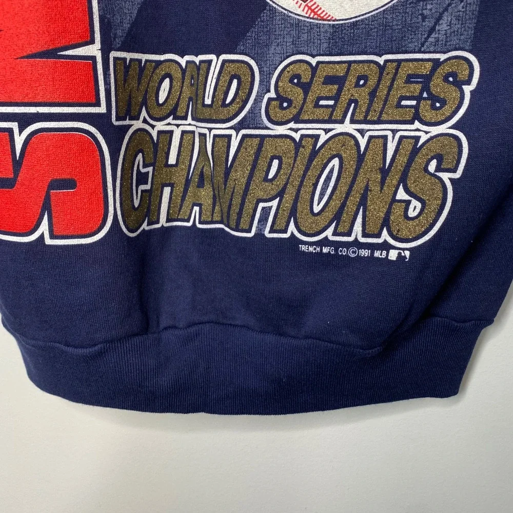Vintage Minnesota Twins 1991 World Series Champions Sweatshirt Navy‎ Blue